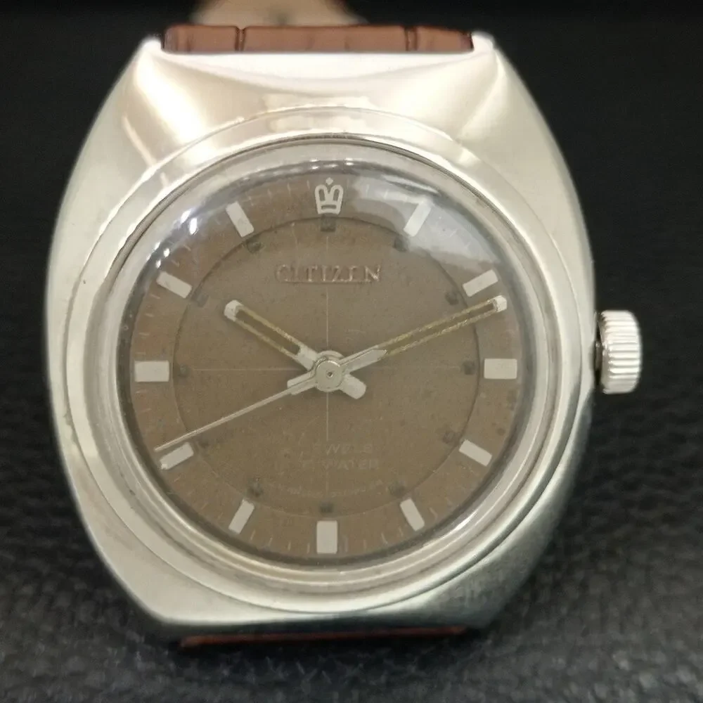 Vintage 1983 Citizen Manual Wound Mens Silver Watch & Silver accents